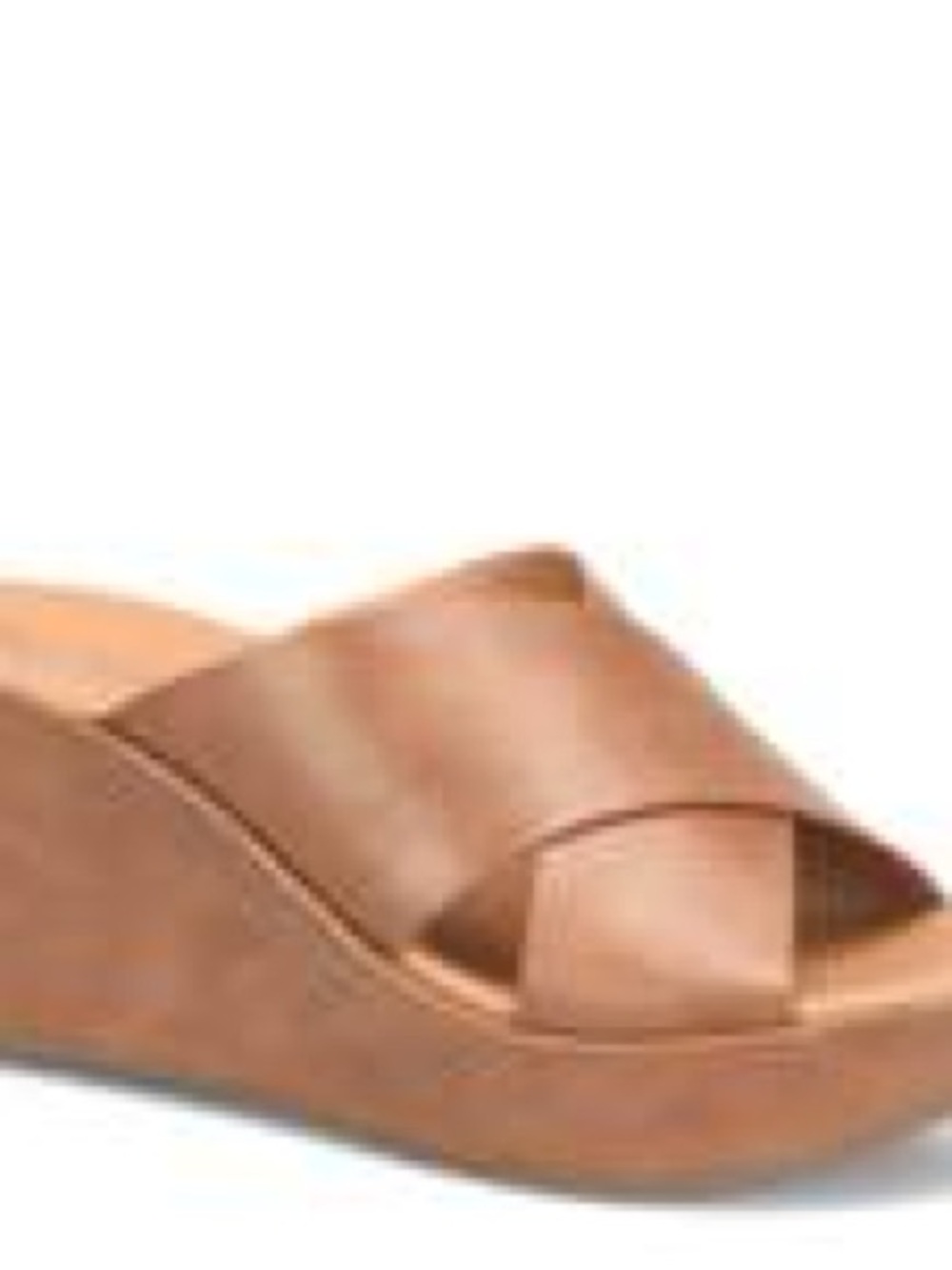 Kork-Ease Tan Leather Cross-Band Wedge Slide - Women